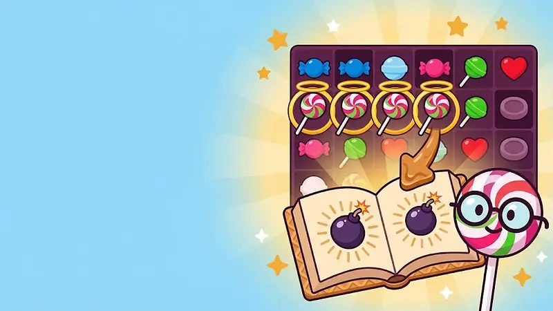 Bonus e giri gratis di Sweet Bonanza spiegati: quattro lecca-lecca sulla griglia aprono un libro con le bombe moltiplicatore