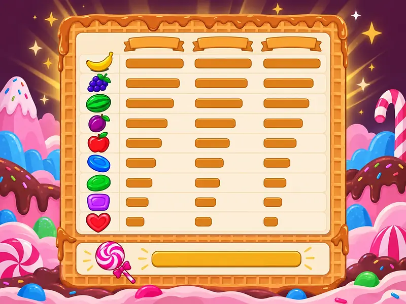Sweet Bonanza tabella dei valori: simboli ordinati per valore con barre di caramella di lunghezza crescente