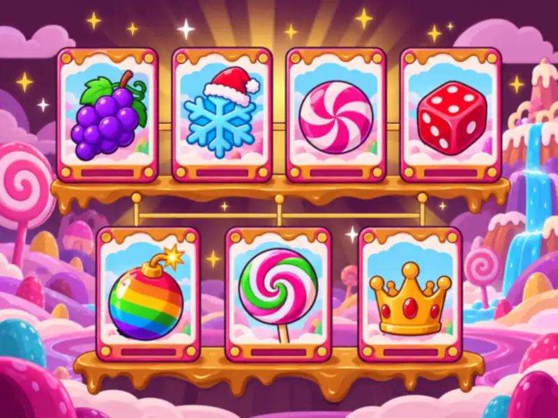 Versioni di Sweet Bonanza a confronto: sette schede con simboli distintivi — classica, Xmas, CandyLand, Dice, 1000, Super Scatter, 2500